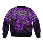 Matariki New Zealand Bomber Jacket Maori New Year Tiki Purple Version LT14