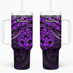 Matariki New Zealand Tumbler With Handle Maori New Year Tiki Purple Version