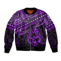 Personalised Matariki New Zealand Bomber Jacket Maori New Year Tiki Purple Version LT14