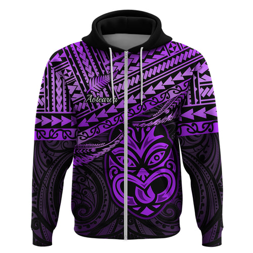 Personalised Matariki New Zealand Hoodie Maori New Year Tiki Purple Version LT14