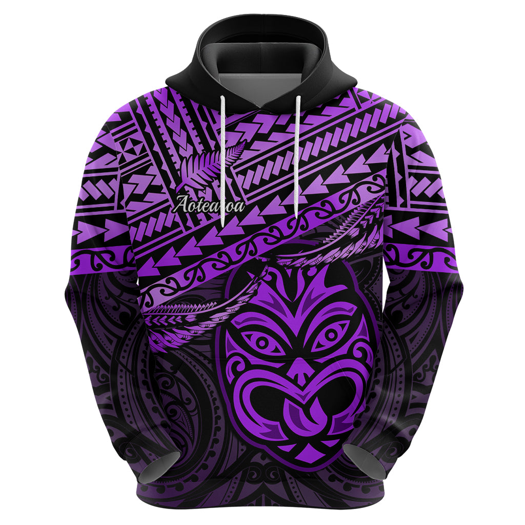 Personalised Matariki New Zealand Hoodie Maori New Year Tiki Purple Version LT14