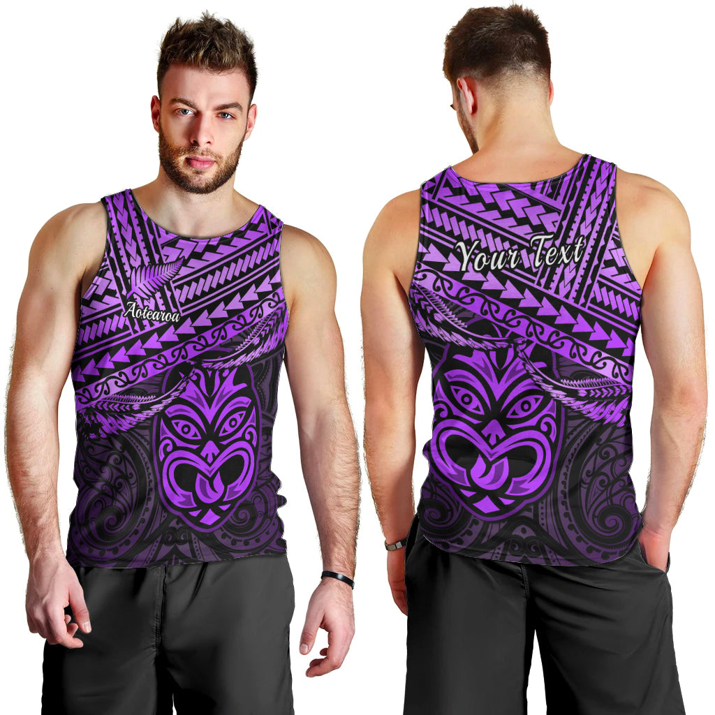 Personalised Matariki New Zealand Men Tank Top Maori New Year Tiki Purple Version LT14