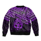 Personalised Matariki New Zealand Sleeve Zip Bomber Jacket Maori New Year Tiki Purple Version LT14