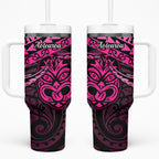 Matariki New Zealand Tumbler With Handle Maori New Year Tiki Pink Version