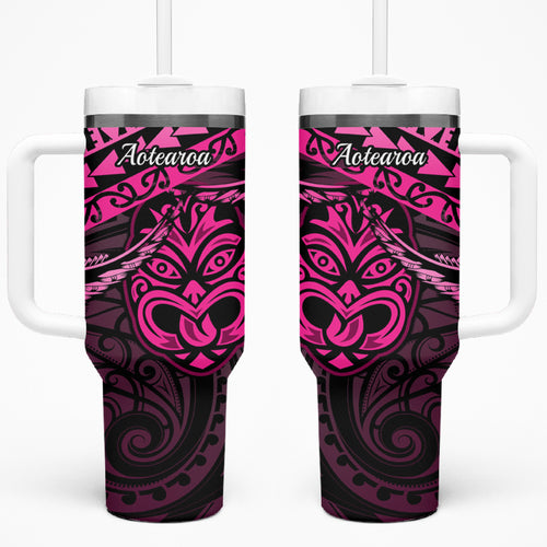 Matariki New Zealand Tumbler With Handle Maori New Year Tiki Pink Version