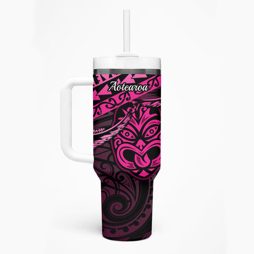 Matariki New Zealand Tumbler With Handle Maori New Year Tiki Pink Version