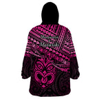 Matariki New Zealand Wearable Blanket Hoodie Maori New Year Tiki Pink Version LT14