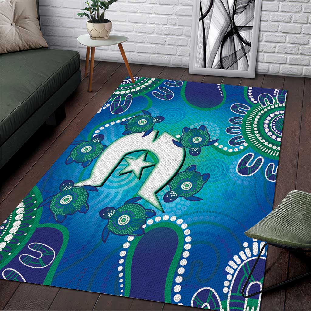 Torres Strait Islanders Flag Day Area Rug Dhari With Turtles Aboriginal Art