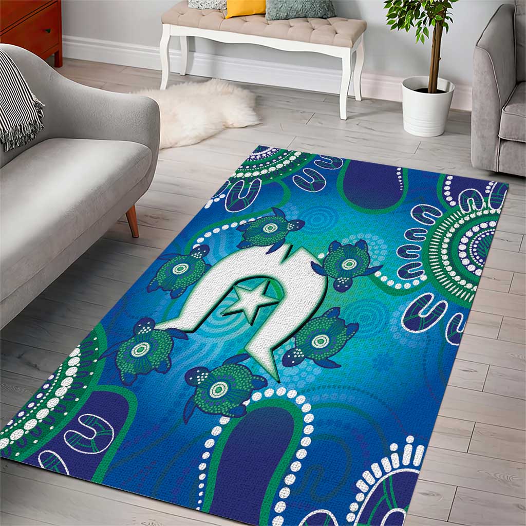 Torres Strait Islanders Flag Day Area Rug Dhari With Turtles Aboriginal Art