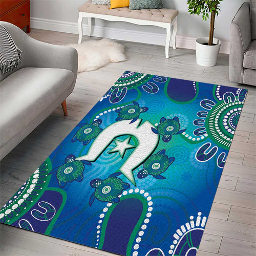 Torres Strait Islanders Flag Day Area Rug Dhari With Turtles Aboriginal Art