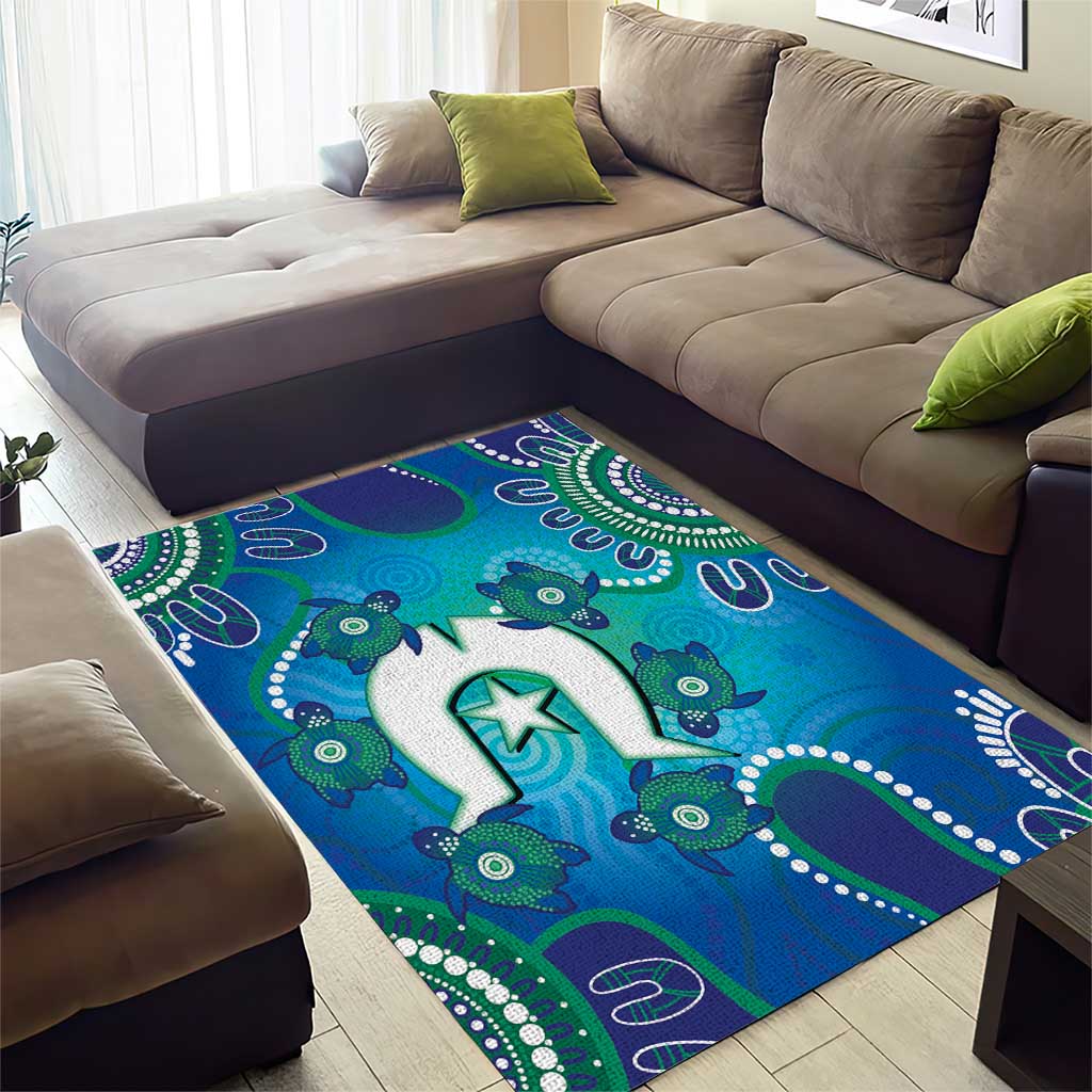 Torres Strait Islanders Flag Day Area Rug Dhari With Turtles Aboriginal Art