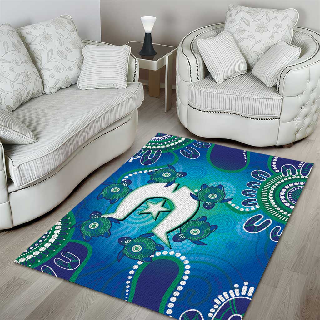 Torres Strait Islanders Flag Day Area Rug Dhari With Turtles Aboriginal Art