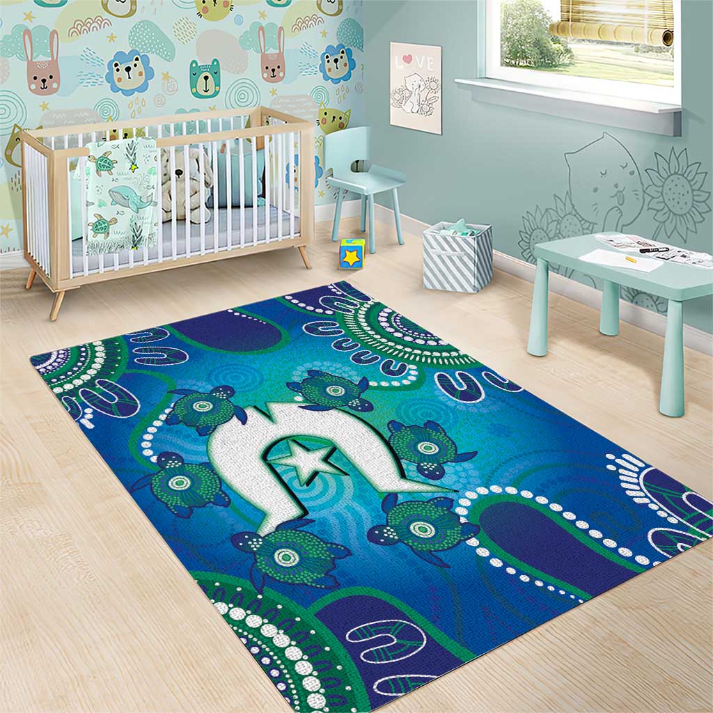 Torres Strait Islanders Flag Day Area Rug Dhari With Turtles Aboriginal Art