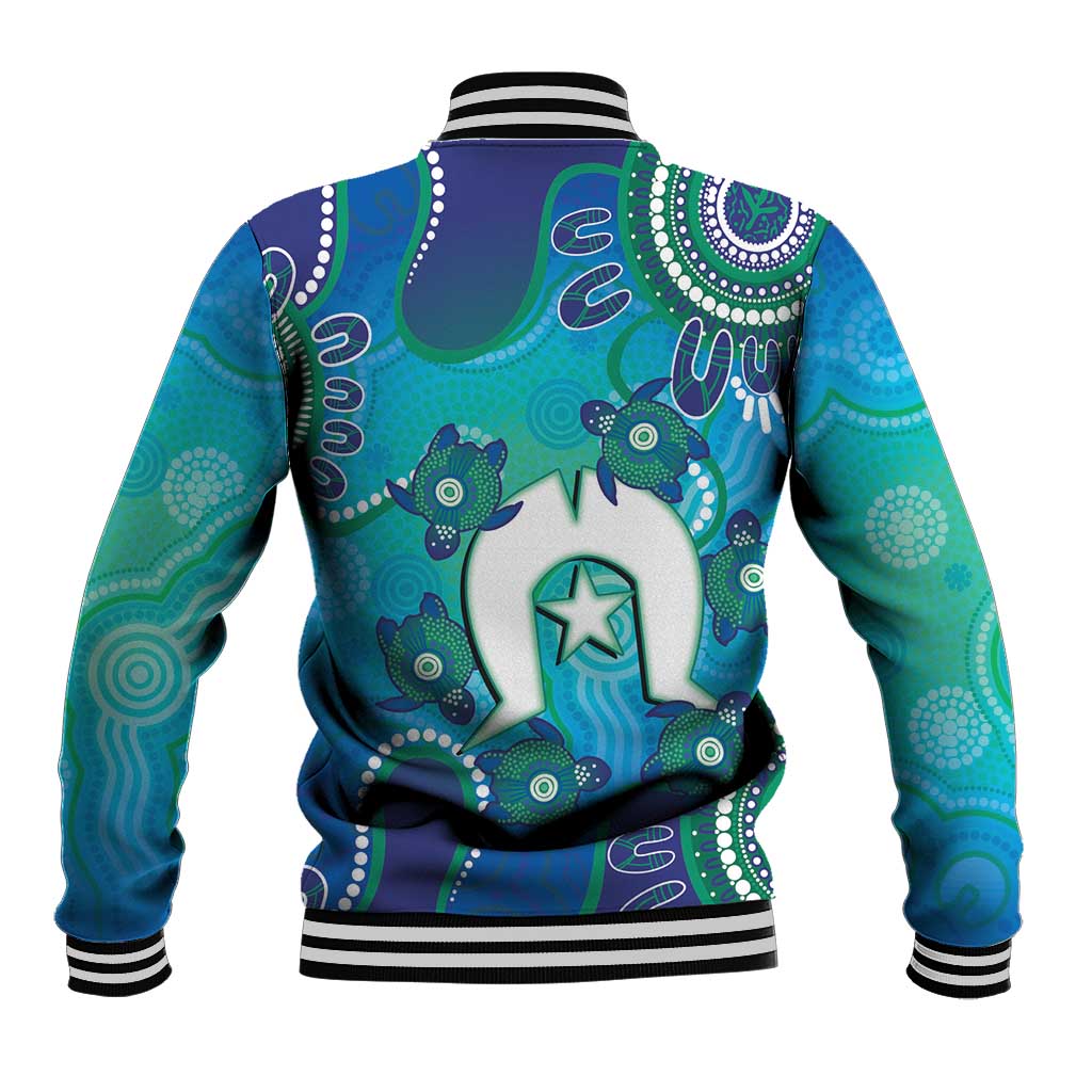 Torres Strait Islanders Flag Day Baseball Jacket Dhari With Turtles Aboriginal Art
