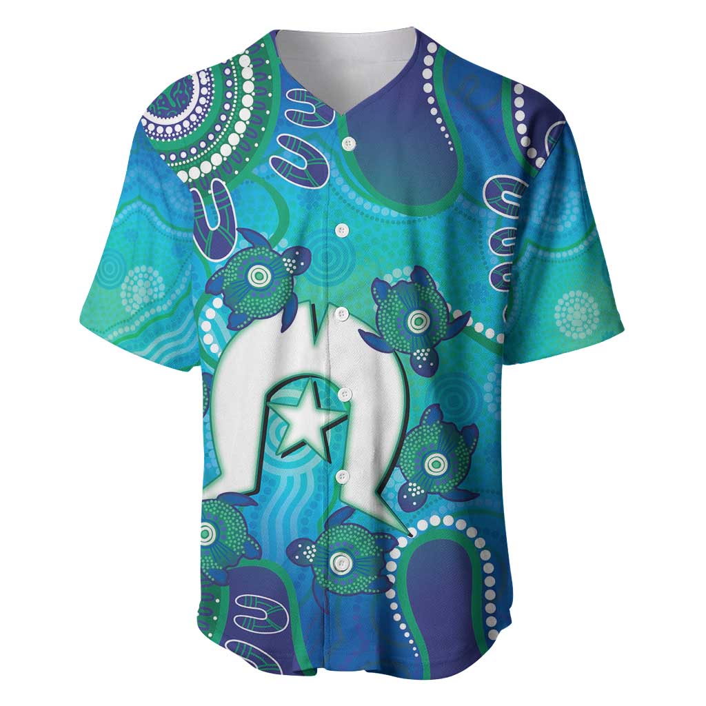 Torres Strait Islanders Flag Day Baseball Jersey Dhari With Turtles Aboriginal Art
