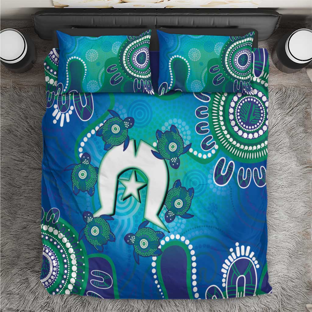 Torres Strait Islanders Flag Day Bedding Set Dhari With Turtles Aboriginal Art