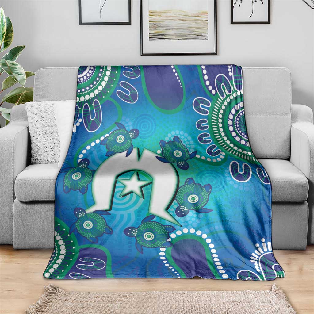 Torres Strait Islanders Flag Day Blanket Dhari With Turtles Aboriginal Art