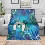 Torres Strait Islanders Flag Day Blanket Dhari With Turtles Aboriginal Art