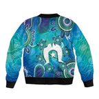 Torres Strait Islanders Flag Day Bomber Jacket Dhari With Turtles Aboriginal Art