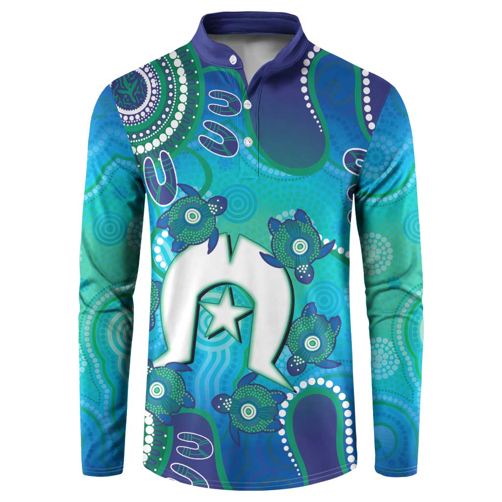 Torres Strait Islanders Flag Day Button Sweatshirt Dhari With Turtles Aboriginal Art