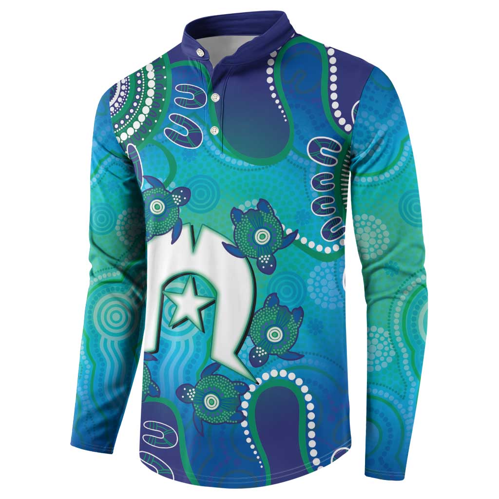 Torres Strait Islanders Flag Day Button Sweatshirt Dhari With Turtles Aboriginal Art