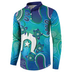 Torres Strait Islanders Flag Day Button Sweatshirt Dhari With Turtles Aboriginal Art