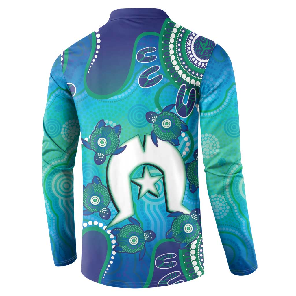 Torres Strait Islanders Flag Day Button Sweatshirt Dhari With Turtles Aboriginal Art