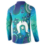 Torres Strait Islanders Flag Day Button Sweatshirt Dhari With Turtles Aboriginal Art
