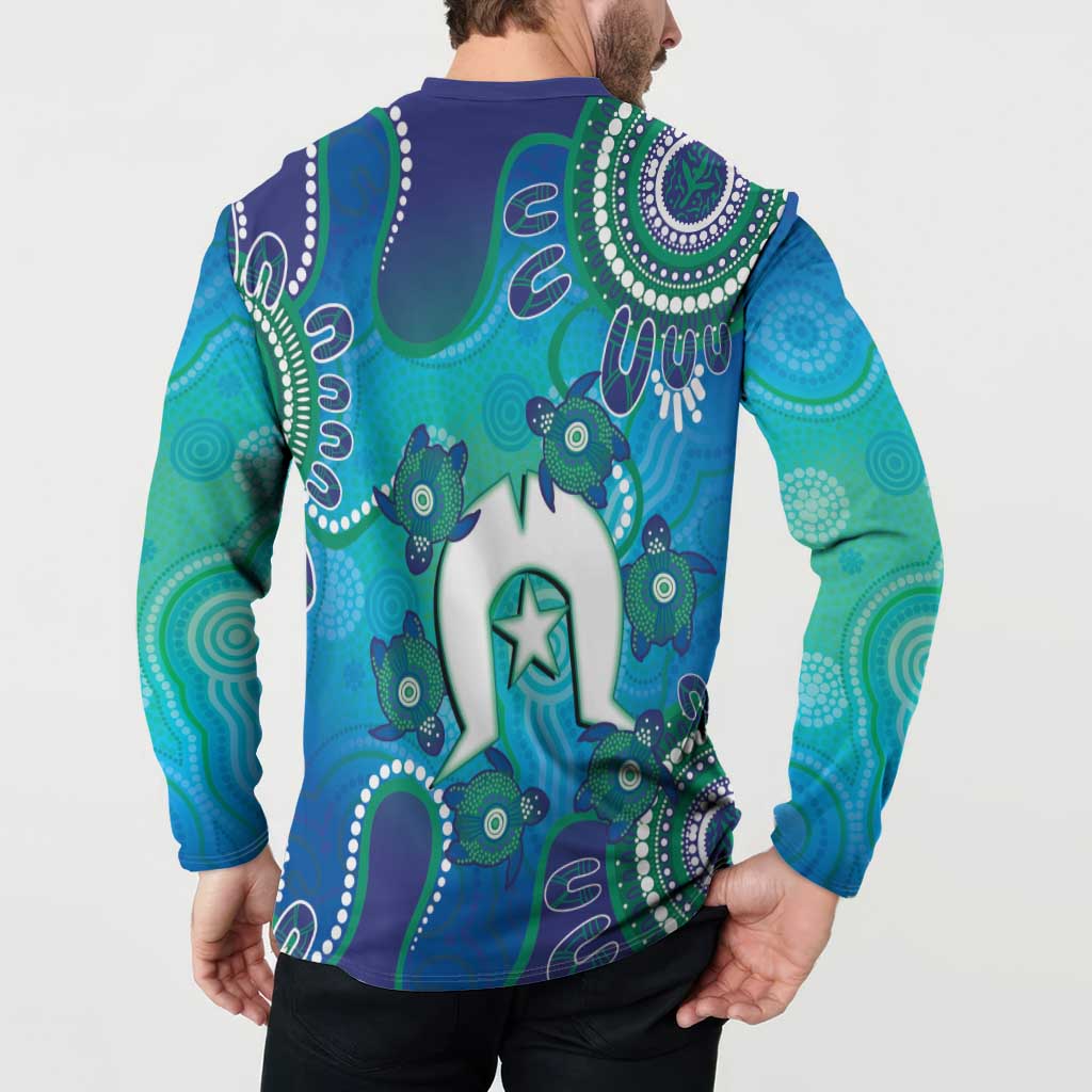 Torres Strait Islanders Flag Day Button Sweatshirt Dhari With Turtles Aboriginal Art