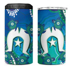 Torres Strait Islanders Flag Day 4 in 1 Can Cooler Tumbler Dhari With Turtles Aboriginal Art