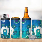 Torres Strait Islanders Flag Day 4 in 1 Can Cooler Tumbler Dhari With Turtles Aboriginal Art