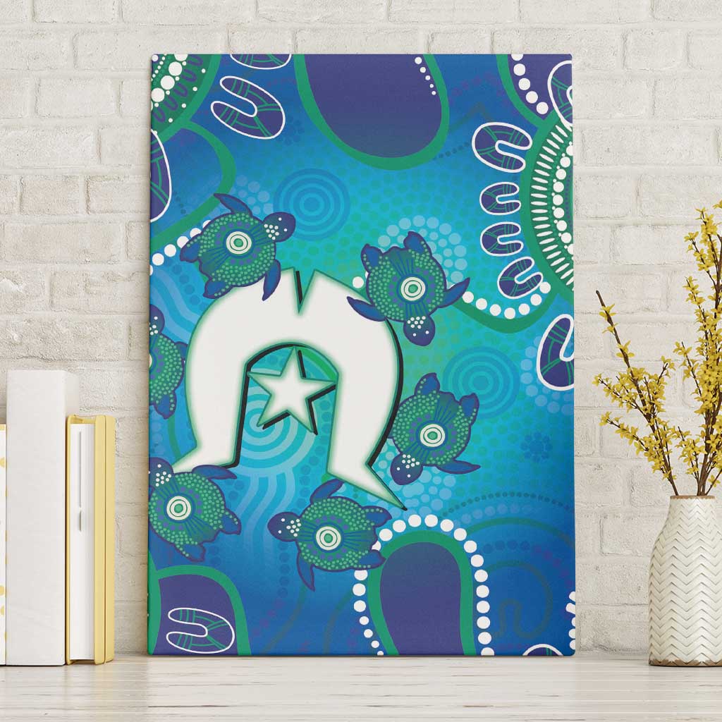 Torres Strait Islanders Flag Day Canvas Wall Art Dhari With Turtles Aboriginal Art
