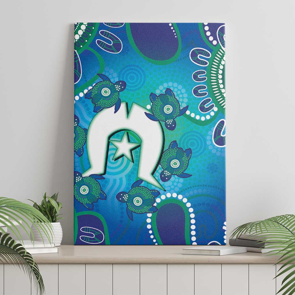 Torres Strait Islanders Flag Day Canvas Wall Art Dhari With Turtles Aboriginal Art