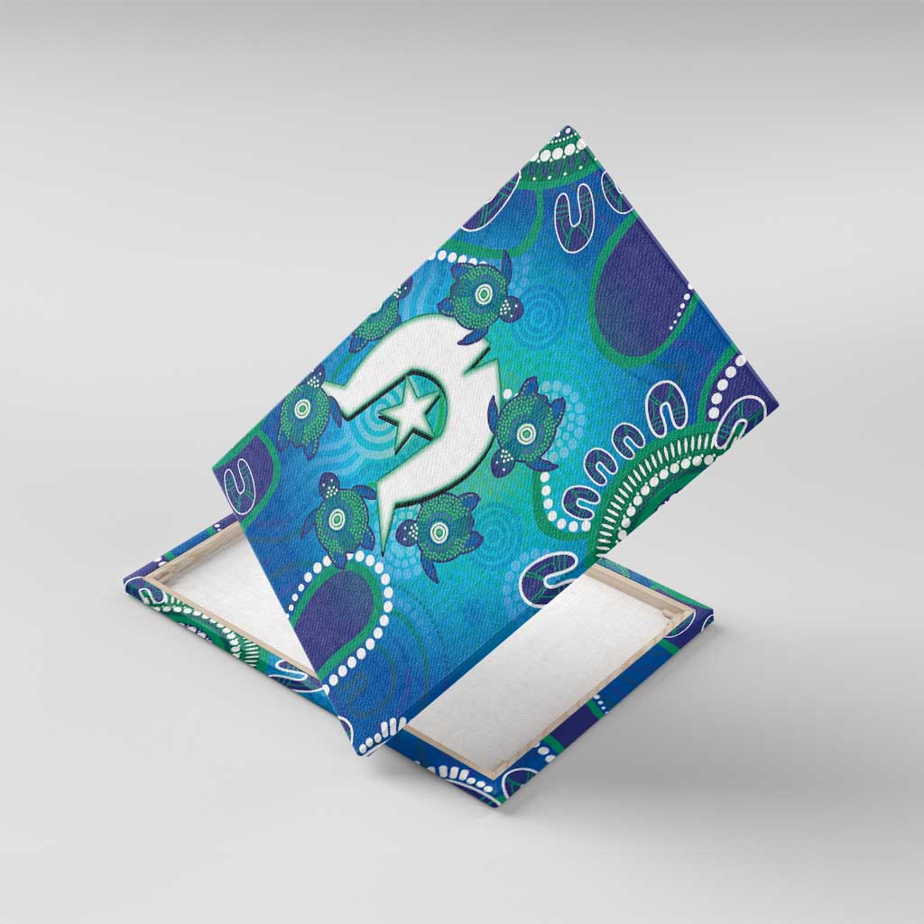 Torres Strait Islanders Flag Day Canvas Wall Art Dhari With Turtles Aboriginal Art