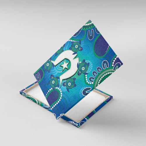 Torres Strait Islanders Flag Day Canvas Wall Art Dhari With Turtles Aboriginal Art