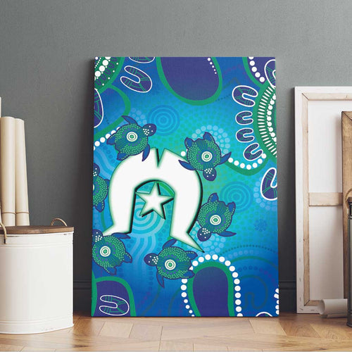 Torres Strait Islanders Flag Day Canvas Wall Art Dhari With Turtles Aboriginal Art