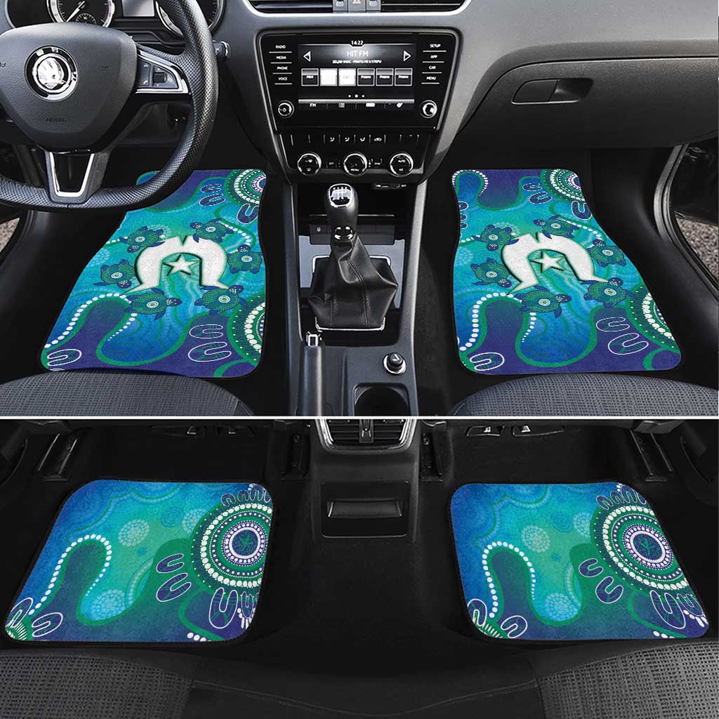 Torres Strait Islanders Flag Day Car Mats Dhari With Turtles Aboriginal Art