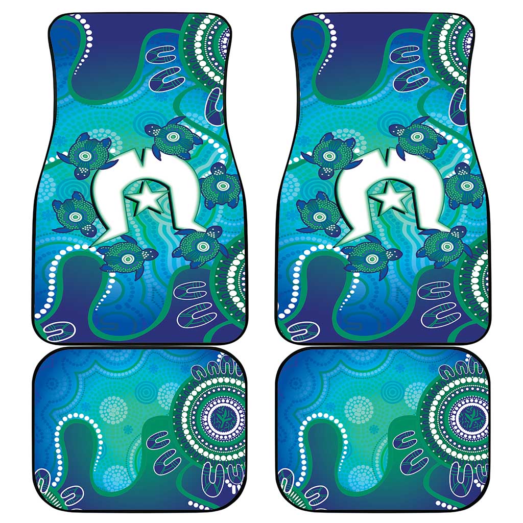 Torres Strait Islanders Flag Day Car Mats Dhari With Turtles Aboriginal Art