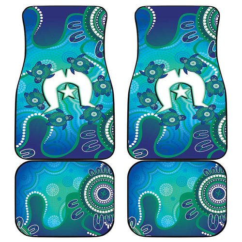 Torres Strait Islanders Flag Day Car Mats Dhari With Turtles Aboriginal Art