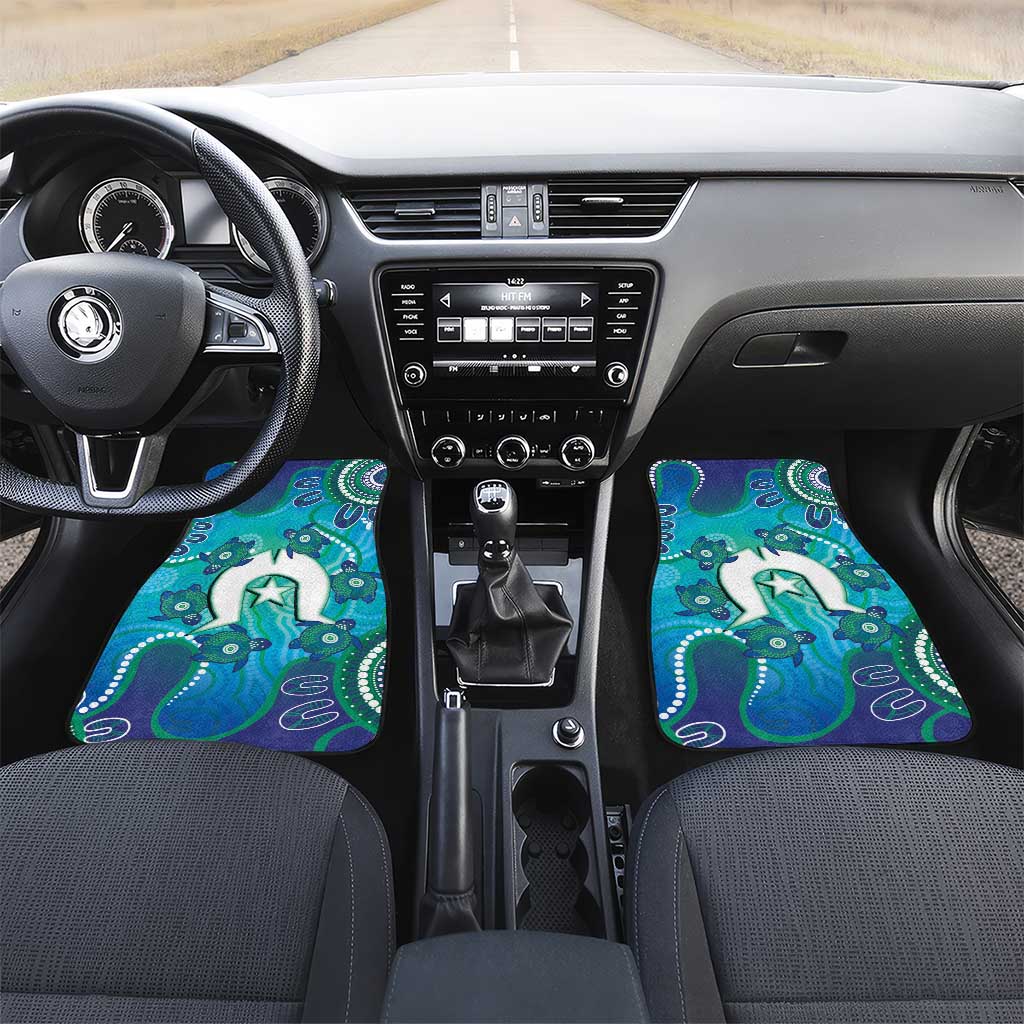 Torres Strait Islanders Flag Day Car Mats Dhari With Turtles Aboriginal Art