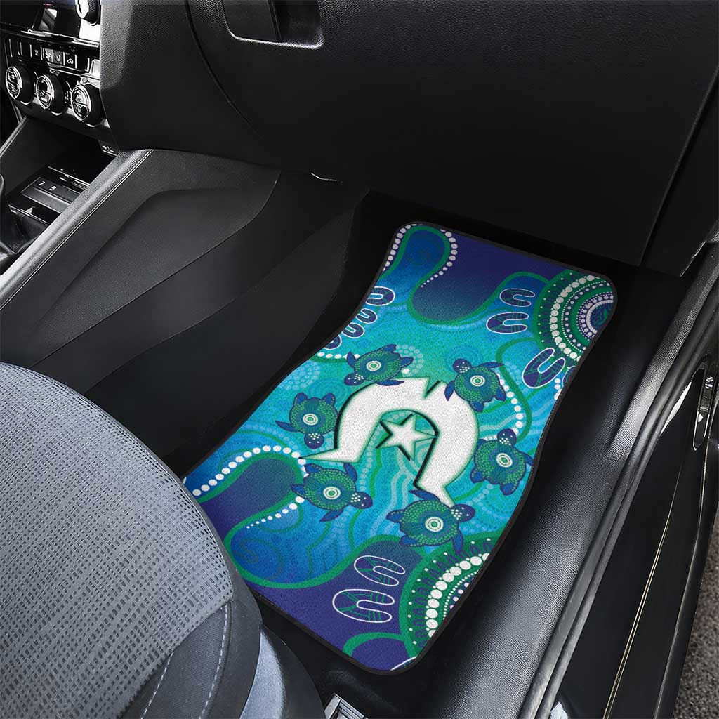 Torres Strait Islanders Flag Day Car Mats Dhari With Turtles Aboriginal Art