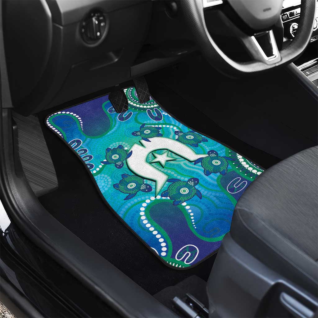 Torres Strait Islanders Flag Day Car Mats Dhari With Turtles Aboriginal Art