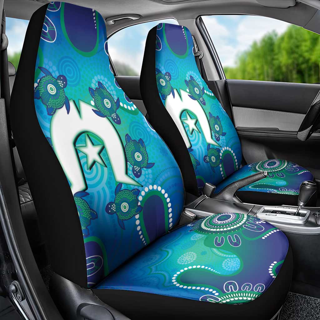 Torres Strait Islanders Flag Day Car Seat Cover Dhari With Turtles Aboriginal Art