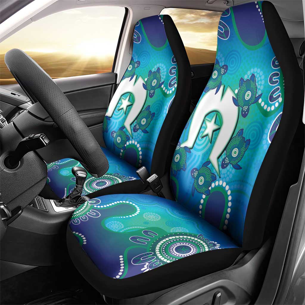 Torres Strait Islanders Flag Day Car Seat Cover Dhari With Turtles Aboriginal Art
