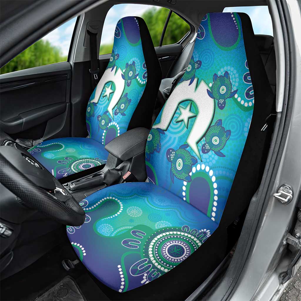 Torres Strait Islanders Flag Day Car Seat Cover Dhari With Turtles Aboriginal Art
