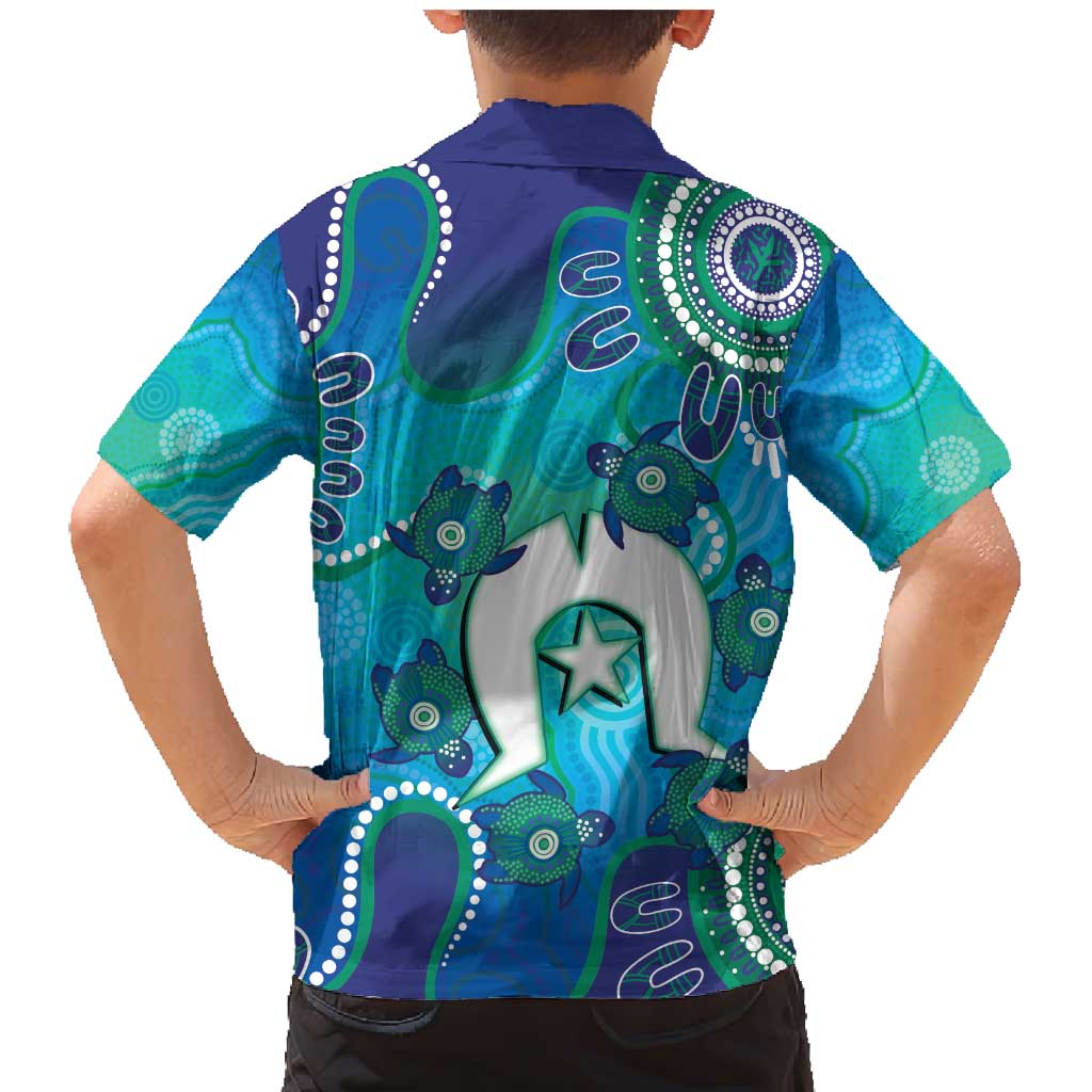 Torres Strait Islanders Flag Day Family Matching Mermaid Dress and Hawaiian Shirt Dhari With Turtles Aboriginal Art