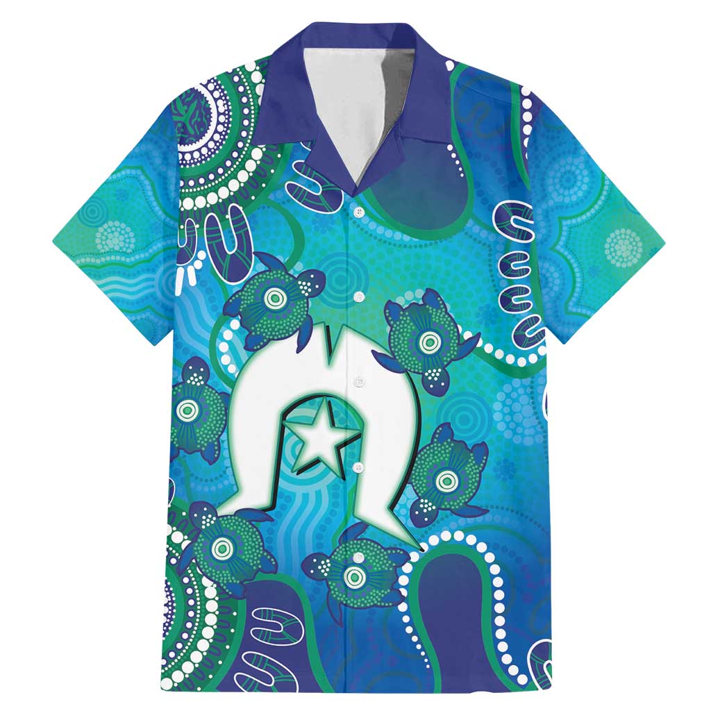 Torres Strait Islanders Flag Day Family Matching Mermaid Dress and Hawaiian Shirt Dhari With Turtles Aboriginal Art