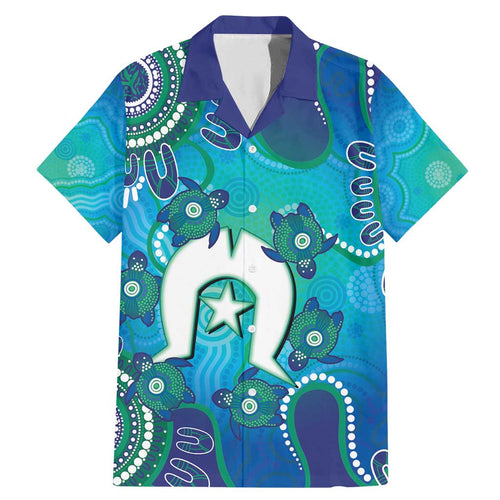 Torres Strait Islanders Flag Day Family Matching Mermaid Dress and Hawaiian Shirt Dhari With Turtles Aboriginal Art