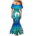 Torres Strait Islanders Flag Day Family Matching Mermaid Dress and Hawaiian Shirt Dhari With Turtles Aboriginal Art