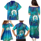 Torres Strait Islanders Flag Day Family Matching Puletasi and Hawaiian Shirt Dhari With Turtles Aboriginal Art